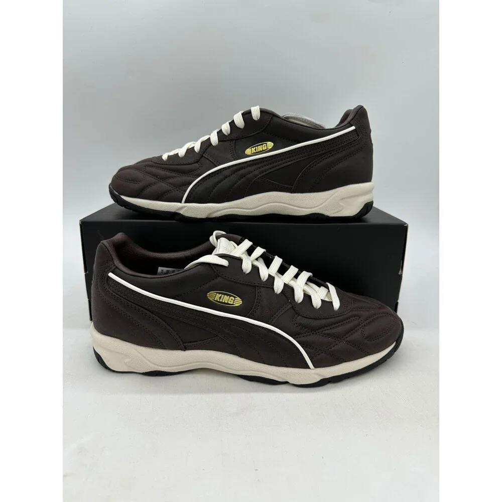 Puma King Indoor Men's Size 10 Brown White Leather Athletic Shoes 404363 03